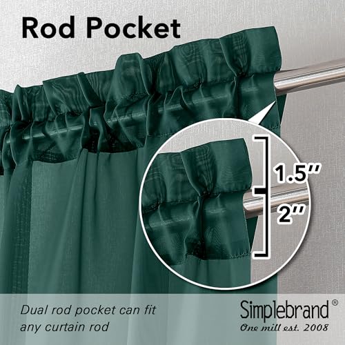 Hunter Green Sheer Curtains 72 Inches Long 2 Panels for Living Room (Hunter Green / 42"W x 72"L (Pack of 2))