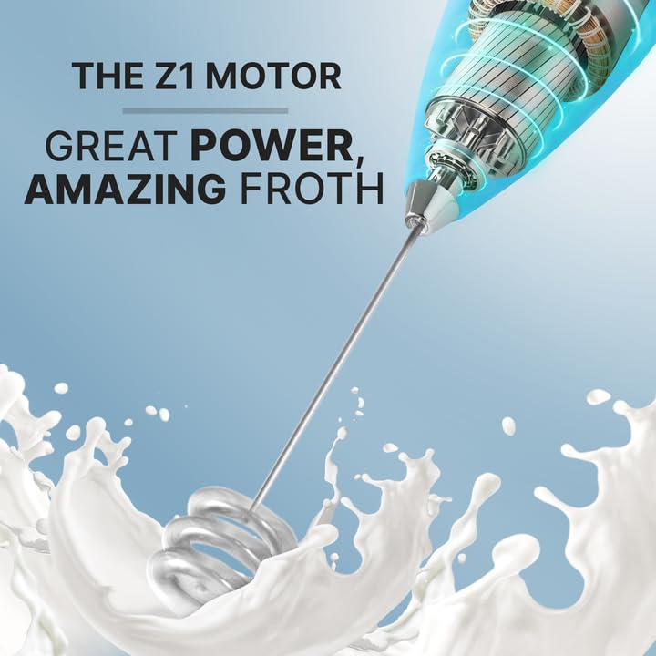 Zulay Powerful Milk Frother for Coffee with Upgraded Titanium Motor (Pacific Blue / OG Frother)