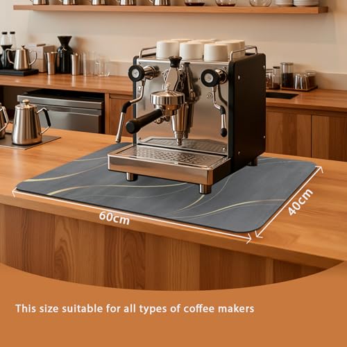 Coffee Mat 24x16 Inch (Irregular Black Streamline / 24" x 16")