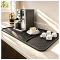 2 in 1 Extra Large 16"x28" Silicone Coffee Bar Mat Accessories Heat Resistant for Espresso Machine with Detachable Dish Drying Rug Rack Stone Kitchen Office Home Cafetera Essentials Black (Black / 28" x 16")