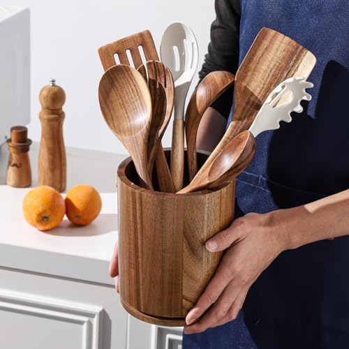 Acacia Wood Utensil Holder (Acacia)
