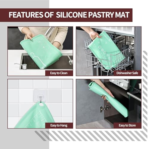 Silicone Baking Mat 20"L x 28"W (Matcha Green / 20"L x 28"W)
