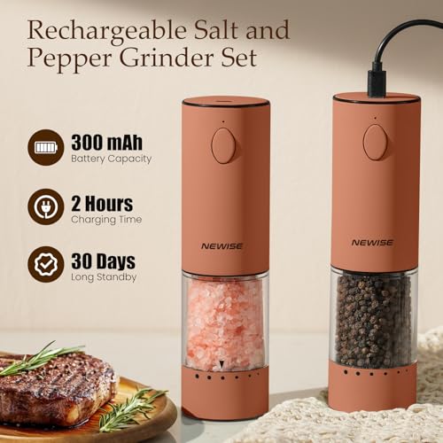 Electric Salt and Pepper Grinder Set (Brown)