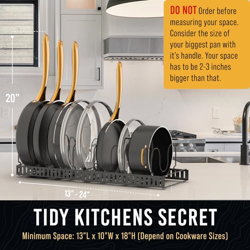 Adjustable Bakeware Pots and Pans Organizer Under Cabinet (11 Divider)