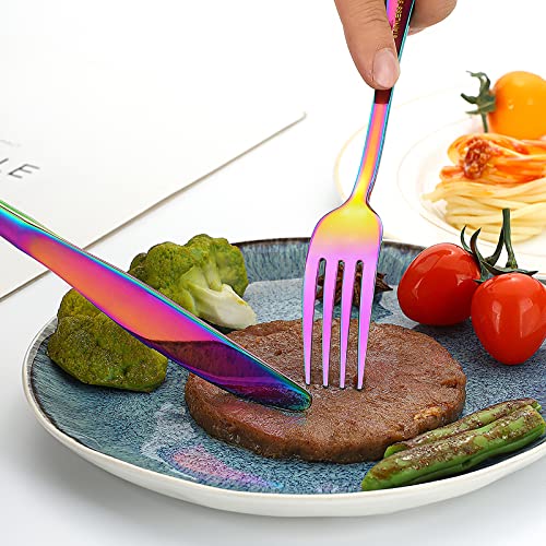 60 Pieces Rainbow Silverware set for 12 (Rainbow)