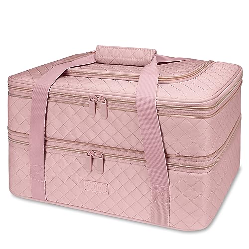 Quilted Double Decker Casserole Carrier (Pink / 15.7 x 11.8x 8.7inch)