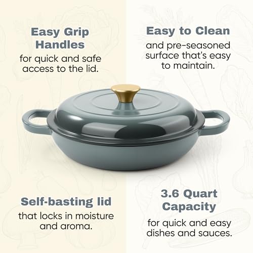 3 Quart Enameled Cast Iron Braiser (Gray)