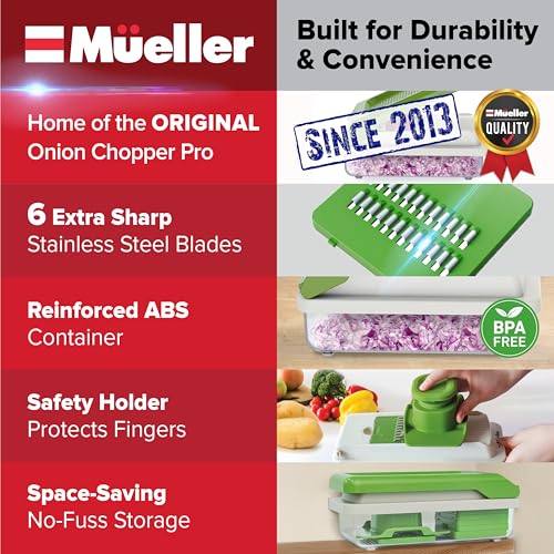 Mueller Vegetable Chopper (White Sand/Green / 6 blades)