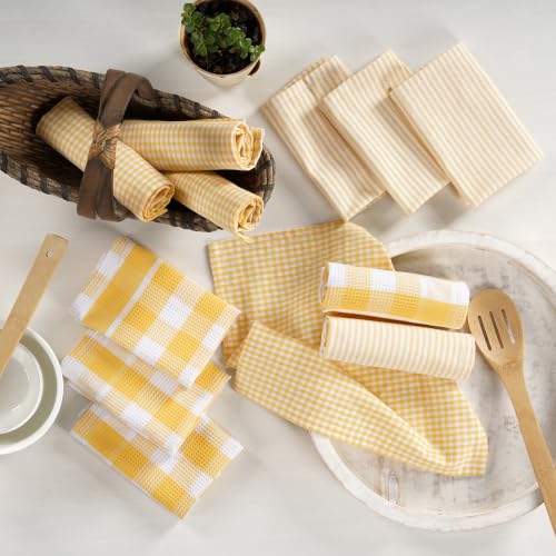 100% Cotton Kitchen Dish Cloths (12"x12" - 12 Pack / 07: Yellow)