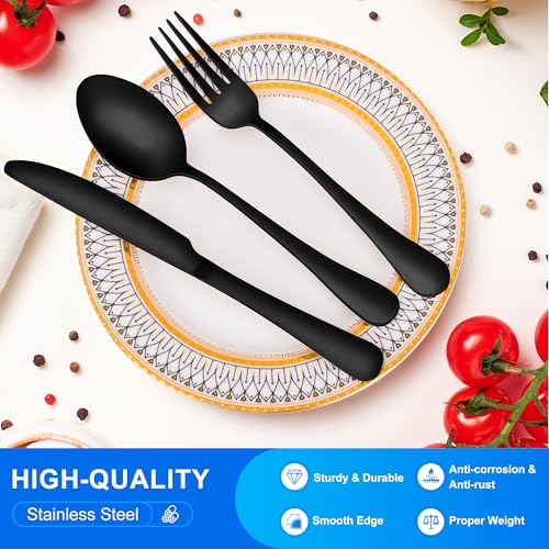 40 Piece Black Silverware Set for 8 (Black)