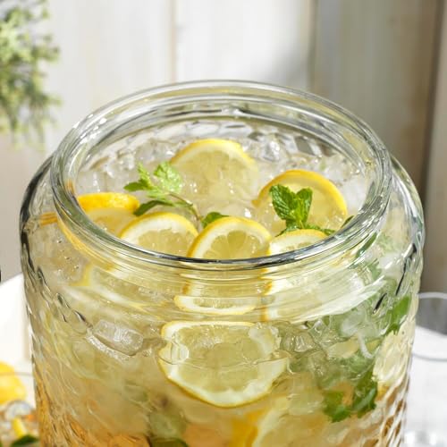 3 Gallon Glass Drink Dispenser with Metal Stand & Lid (Clear - 3 Gallon)