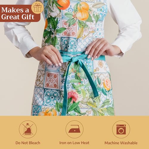 Aprons for women with Pocket 100% Cotton Pack of 1 (015 - Agrume)
