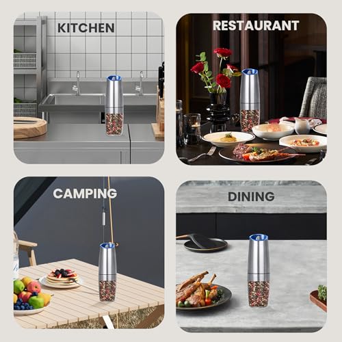 Battery Operated Salt And Pepper Grinder Set 1 Pack (Battery/1pc/Silver)