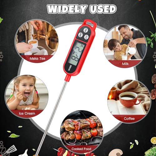 12 Pcs Meat Food Thermometer Food with Probe (Red)