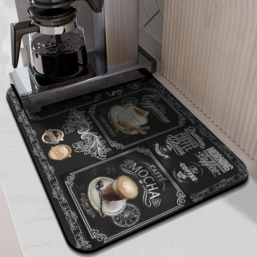 Coffee Bar Mat Accessories for Countertop Super Absorbent Anti (Coffee-4-1 / 24" x 18")