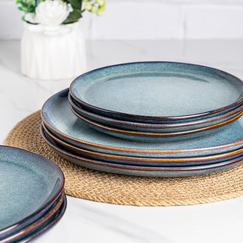 Ceramic Dinner Plates Set of 6 (Ceylon Blue / 10.5 Inch)