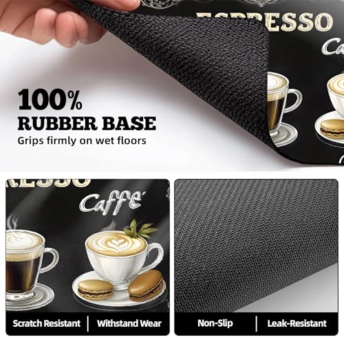 Dish Drying Mat Large Coffee Mat Absorbent Drying Mat for Kitchen Counter Coffee Bar Accessories 32"x 17" (Cafe Menu)