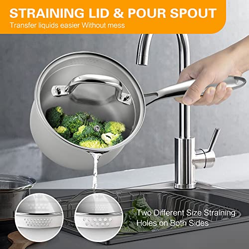 Stainless Steel Saucepan with Glass Lid (2.0 QT)