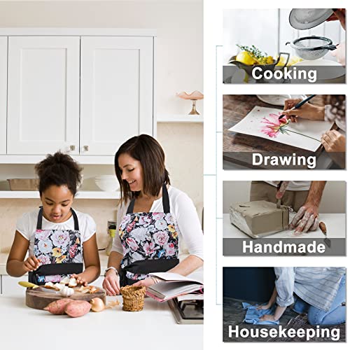 Kids Aprons for Girls with Pockets (Blue-child)