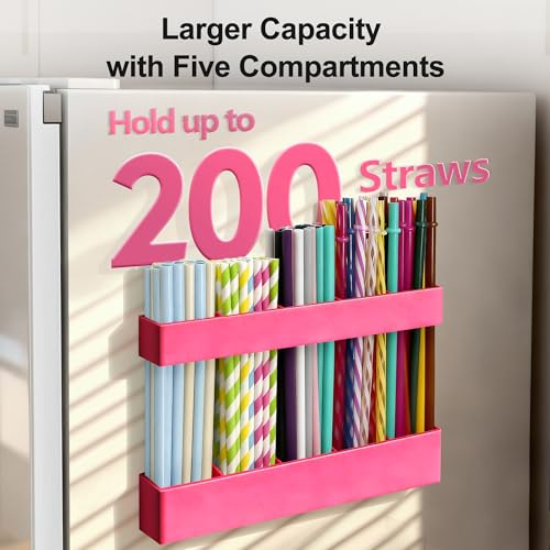 9.5” Large Acrylic Straw Holder for Cabinet Door (Large / Hot Pink)