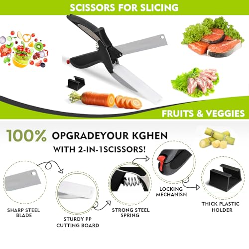 2 in 1 Kitchen Scissors for Food (Black-1pc)