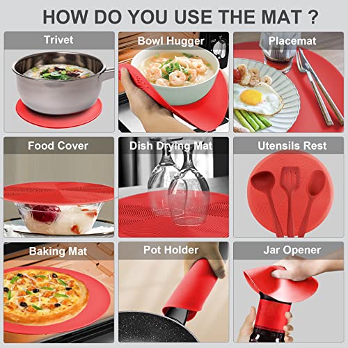 2 in 1 Aidacom Microwave Splatter Cover for Food & Silicone Microwave Mat (Red)