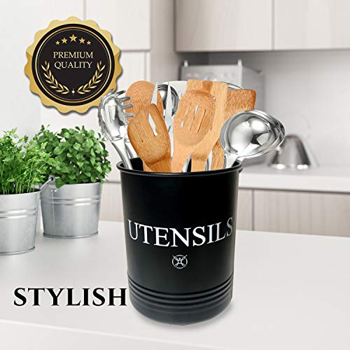 Large Black Kitchen Utensil Holder (black)