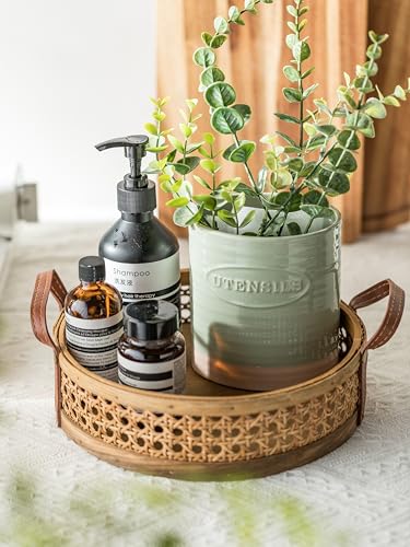 Kitchen Utensil Holder Set of 2 (Set of 2 (6.7 inches + 5.1 inches) / C-Green & Clay)