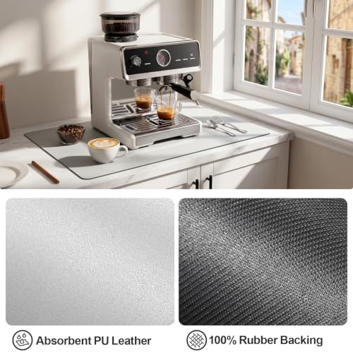 Coffee Mats for Coffee Bar Accessories (Light Grey / 31.5" x 17")