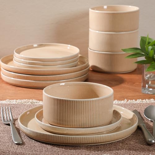 Solana Coast 12 Piece Stoneware Reactive Glaze (Terracotta Orange (Solana) / Service for 4 (12pcs))
