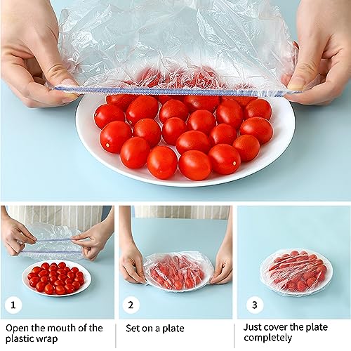 200pcs Colorful Plastic Bowl Covers Dish Cover Food Cover (Color-200pcs / Red+Yellow+Blue)