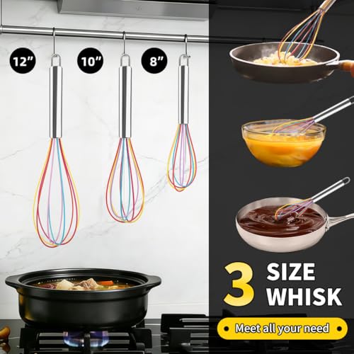 Silicone Whisk Set (8" 10" 12" / Rainbow)