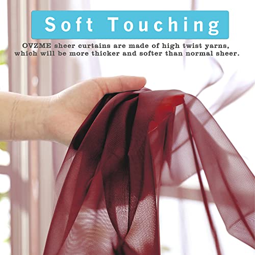 Burgundy Sheer Curtains 84 inch Length 2 Panels Set (Burgundy / 42"W x 84"L (Pack of 2))