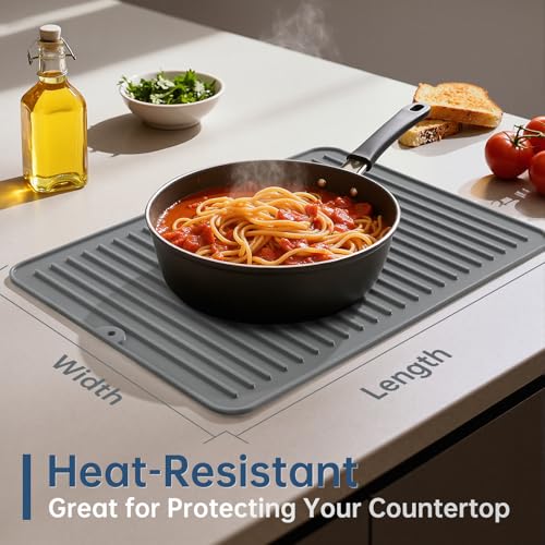Silicone Dish Drying Mat for Kitchen Counter (White / 18" x 16")