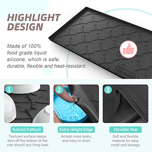 Waterproof Under Sink Mat 19" x 19" Silicone Mat Cabinet Protector (Black / 19"W x 19"L)