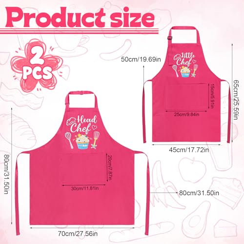 2 Pcs Adults Kids Matching Apron Set (Head Chef-little Chef)