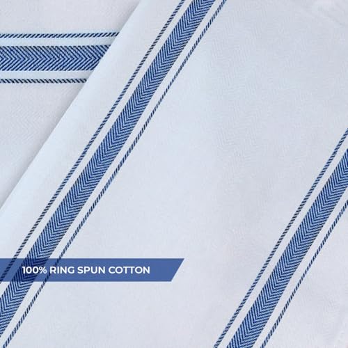 Dish Towels 45 Pack Blue Stripe 100% Cotton Kitchen Towel 15x25 Inch Tea Towels (Blue Stripe / Pack of 45)