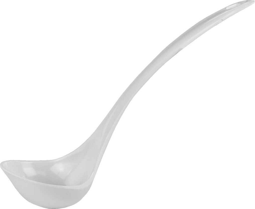 Melamine Soup Ladle Kitchen Utensil (10.5 inch Long, 6pc Set / White)