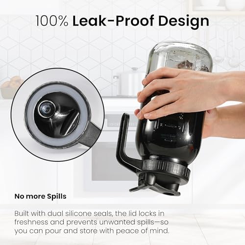 64oz Mason Jar Pitcher (black+black / 4.25"W x 10.2"H)