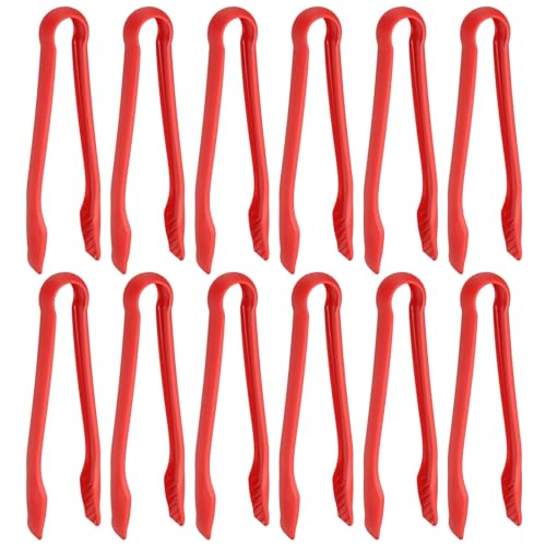 12 Pcs Toaster Tongs (10 Inch / Red)