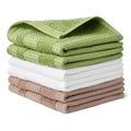 Organic Cotton Waffle Kitchen Dish Cloths (2 Brown, 2 Olive, 2 White / 12 x 12 inches)