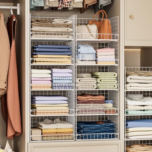 5 Tier Stackable Closet Organizers and Storage Basket (White / 11.8"x 15.7"x 43.3"(D*W*H))