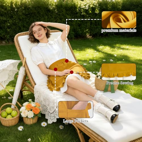 Vintage Maid Apron for Women with Pockets (Ginger Yellow)