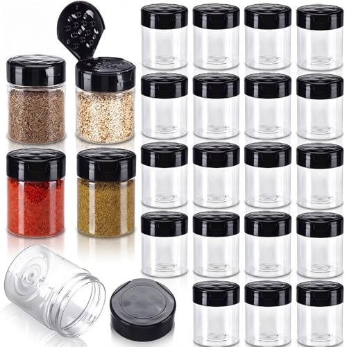 24 Pack 1 oz Plastic Spice Jars with Shaker Lids