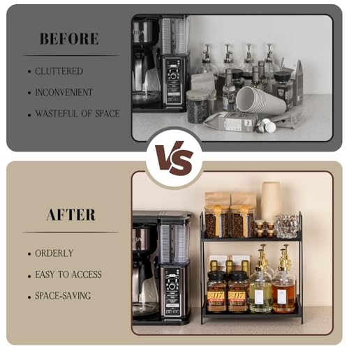 2 Tier Coffee Station Organizer (Large / Black)