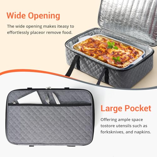 Insulated Casserole Carrier Fits 9"x13" Dish (Gray)