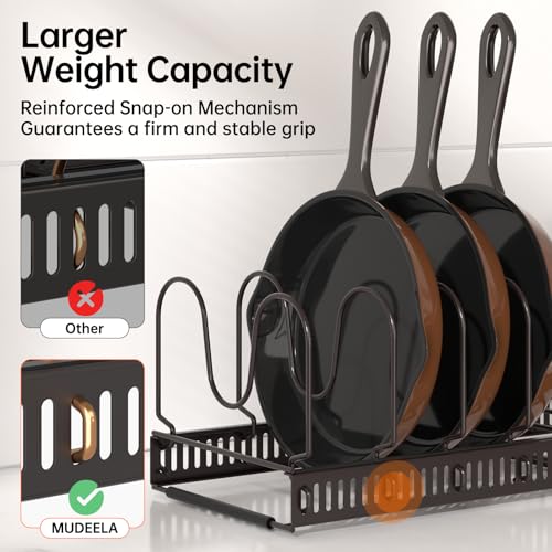 Expandable Pot Pan Lid Organizers inside Cabinet (Bronze / 10 Dividers)