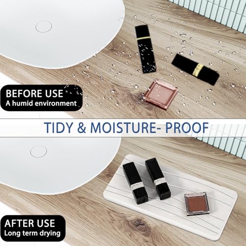 3PCS Water Absorbing Stone Tray (1pcs 21×10cm + 2pcs 10×10cm White Wave)