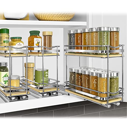 lite™ Pull Out Spice Organization for Cabinets (Wood / 4-1/4" - 2 Tier)