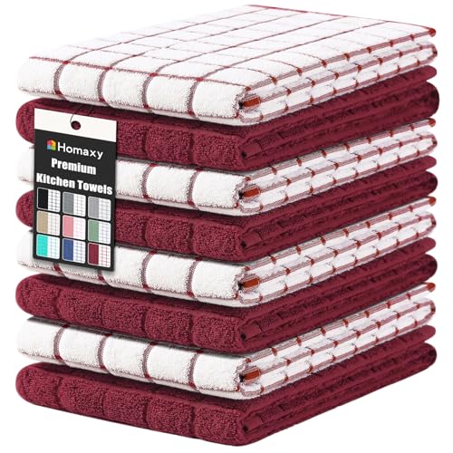 Large Premium Cotton Kitchen Towels 16"x 28" (Red / 16" X 28" - 8 Pack)